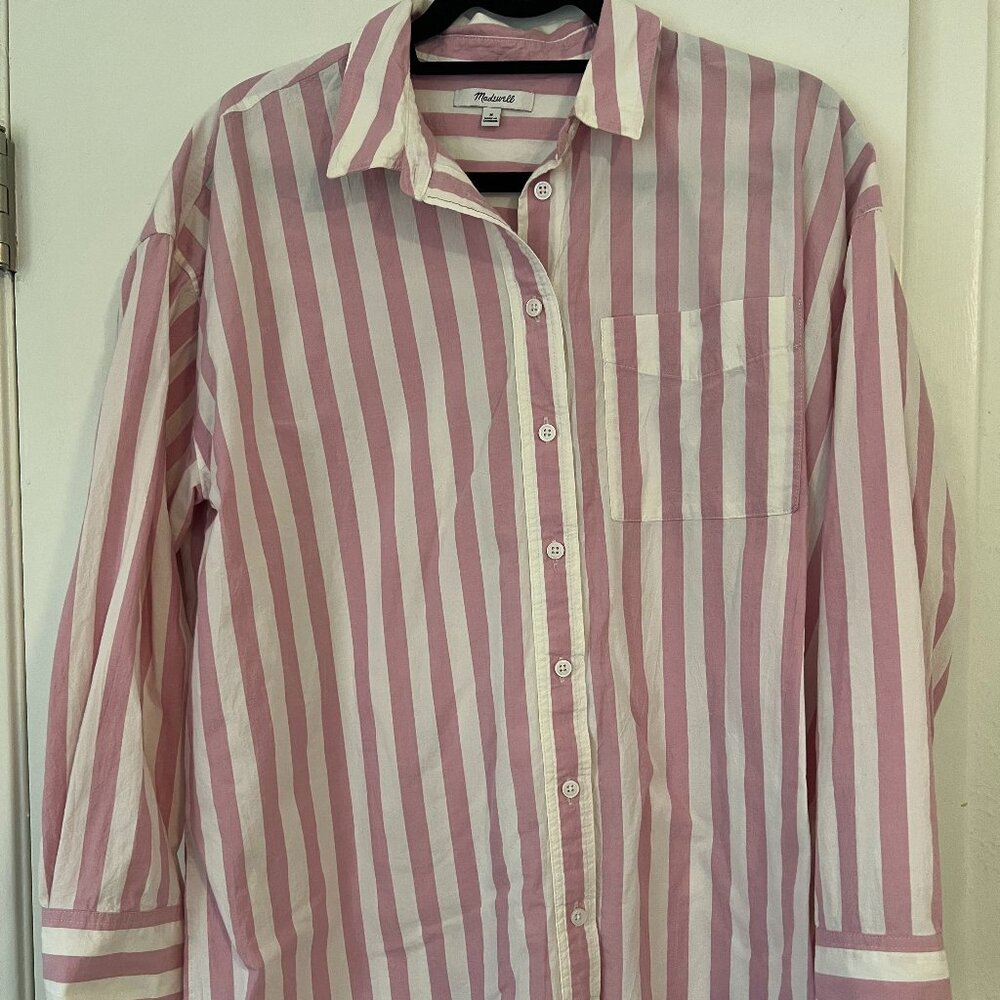 Madewell Pink Striped Button Down Shirt